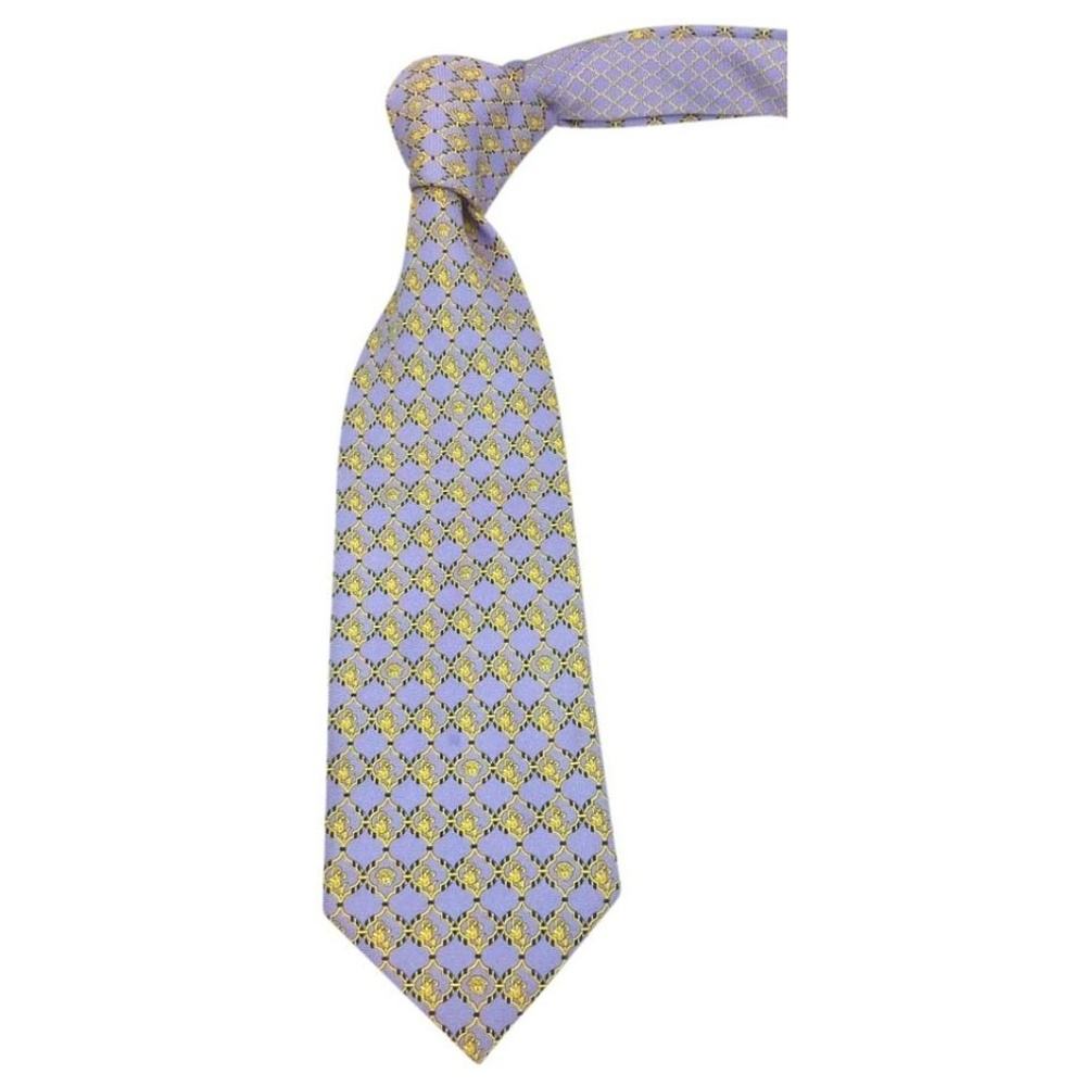 Versace Gianni Printed Lavender Yellow Silk Tie